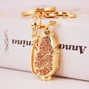 Champagne Crystal Golf Bag Keychain Charm